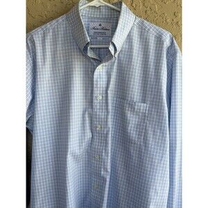 Brooks Brothers 18/34 Blue White Plaid Non-Iron Supima Cotton Button Down Shirt